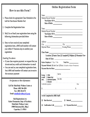 Kaiser Permanente Online Registration Form