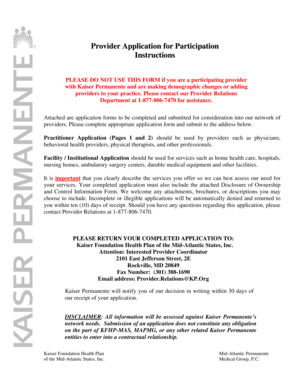 Kaiser Permanente Provider Application
