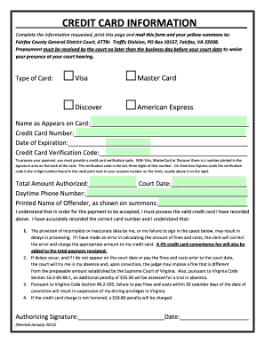 Fairfax County Traffic Payment Form