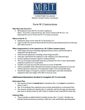 Form W-2 Instructions