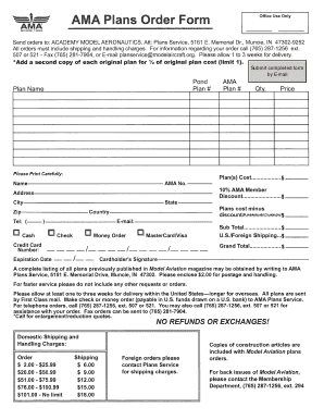 AMA Model Aircraft Plans Order Form