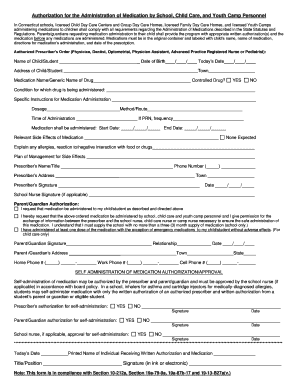 Authorization for Medication Administration by School Personnel