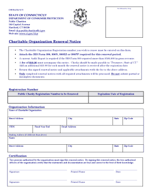 Connecticut Charitable Organization Renewal Notice