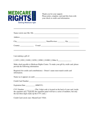 Medicare Rights Center Donation Form