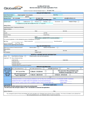 GLOBALSTAR USA Service Activation & Credit Application Form