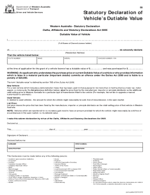 Statutory Declaration of Vehicles Dutiable Value Statutory Declaration of Vehicles Dutiable Value - transport wa gov