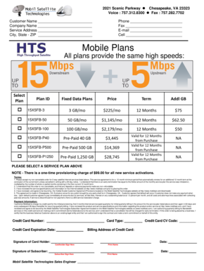 Mobil Satellite Internet Service Agreement