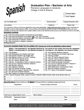 Bachelor of Arts Graduation Plan Form