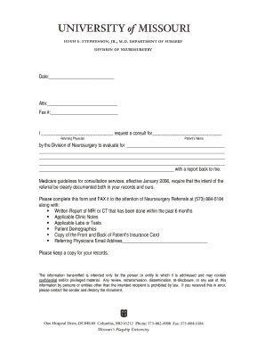 Neurosurgery Consultation Request Form