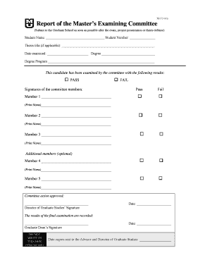M-3 Form Report of the Master’s Examining Committee