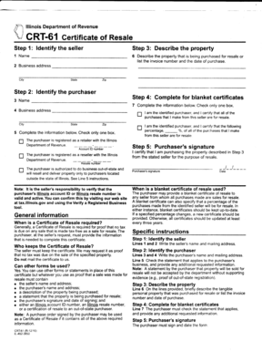 Illinois GRT-SI Certificate of Resale