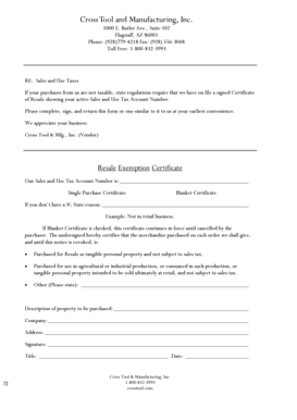 Resale Exemption Certificate