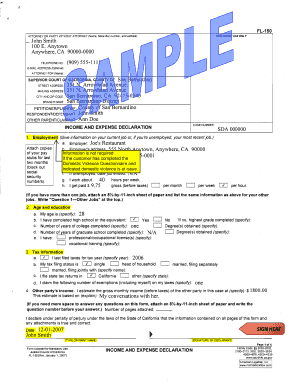 California Income and Expense Declaration