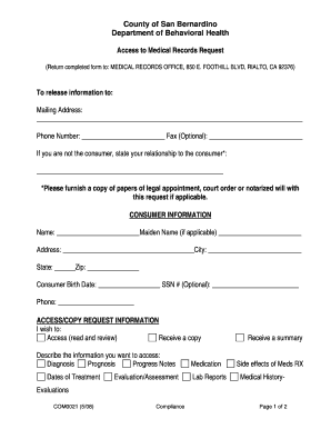 Access to Medical Records Request