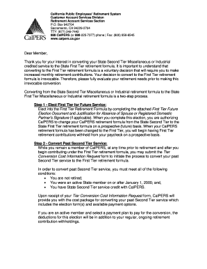 California First Tier Retirement Formula Election