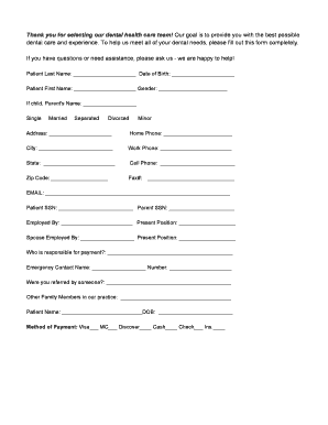 Dental Patient Registration and Consent Form