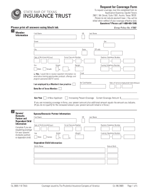 Request for Coverage Form