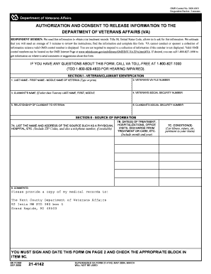 Authorization and Consent to Release Information to the Department of Veterans Affairs