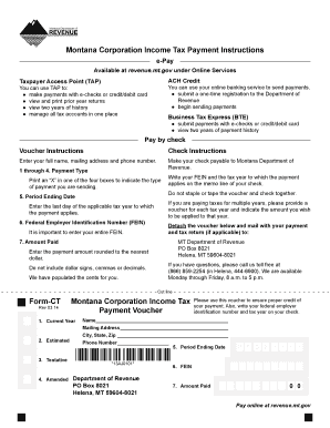 Montana Corporation Income Tax Payment Voucher