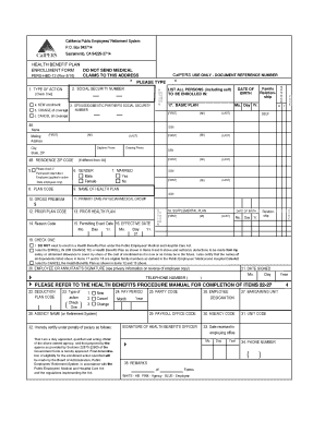California Public Employees' Retirement System Health Benefit Plan Enrollment Form