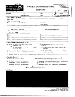 California Form 700 Statement of Economic Interests