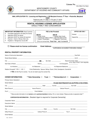 Montgomery County Rental Housing License Application