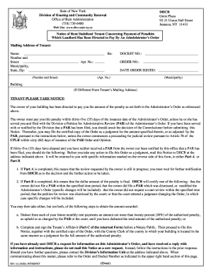 New York Rent Stabilized Tenant Penalty Notice