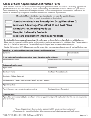Medicare Sales Appointment Confirmation Form