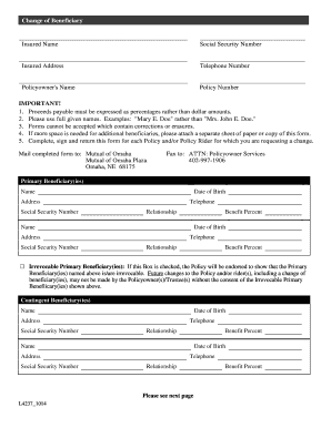 Change of Beneficiary Form