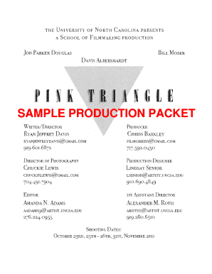 Table of Contents Shot list in shooting schedule order - faculty uncsa