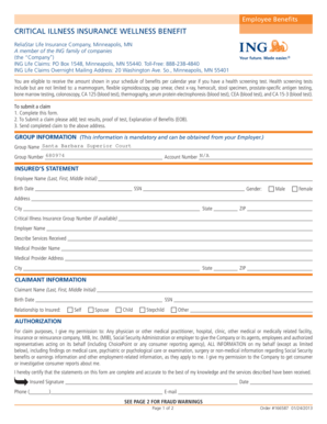 Critical Illness Insurance Claim Form