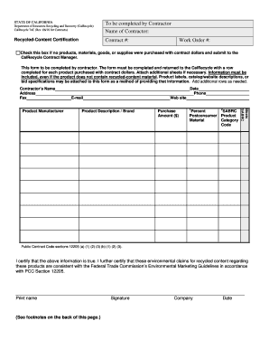 California Recycled-Content Certification Form