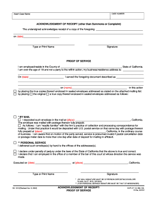 Acknowledgment of Receipt and Proof of Service