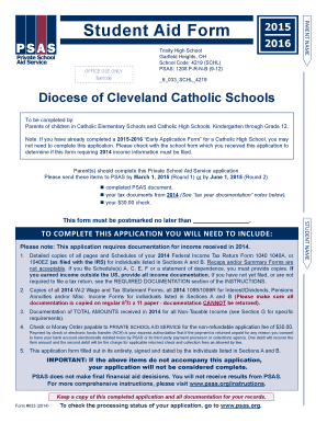 Student Aid Form 2015