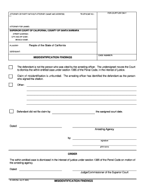 California Misidentification Findings