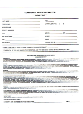 Chiropractic Patient Intake Form