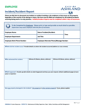 Employee Incident/Accident Report Form