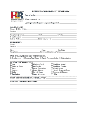 Discrimination Complaint Intake Form