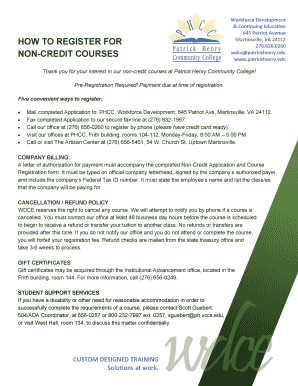Non-Credit Course Registration Form