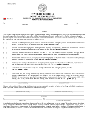 Georgia Sales and Use Tax Certification of Exemption