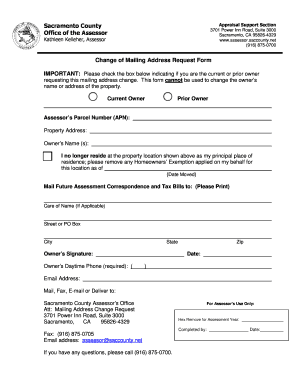 Sacramento County Mailing Address Change Request Form