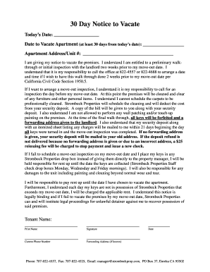 30 Day Notice to Vacate