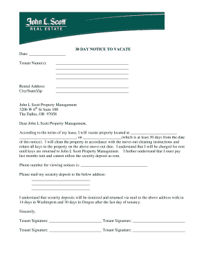 30 Day Notice to Vacate