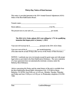 Thirty-Day Notice of Rent Increase