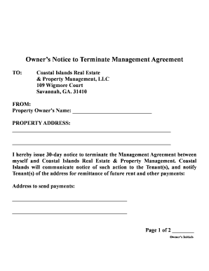 Owner’s Notice to Terminate Management Agreement