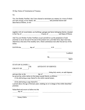 30 Day Notice of Termination of Tenancy