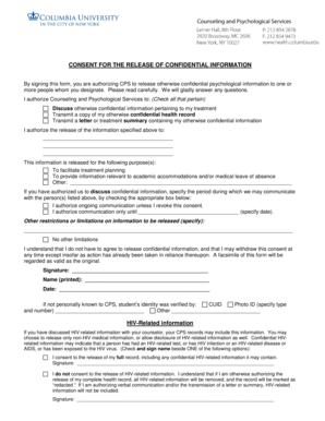 Consent for Release of Confidential Information