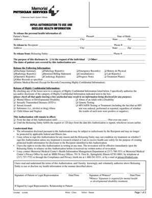 HIPAA Authorization to Use and Disclose Health Information