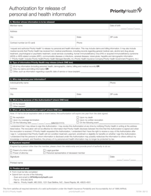 Authorization for Release of Personal and Health Information