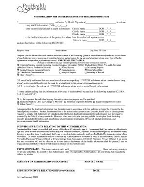 Authorization for Use or Disclosure of Health Information